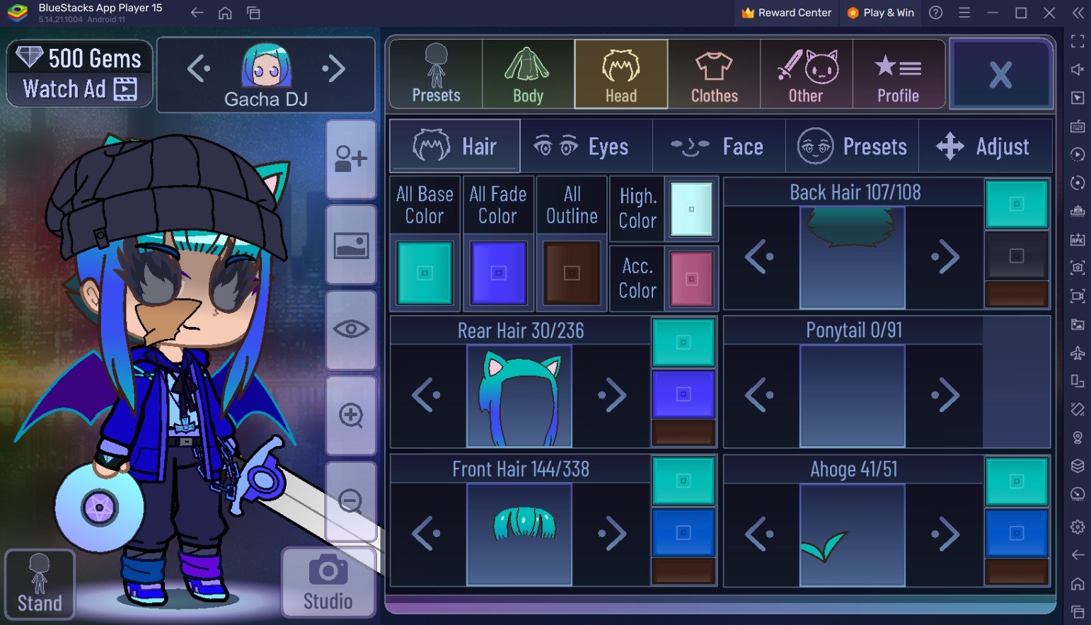 Hacker Hair Look in Gacha Club