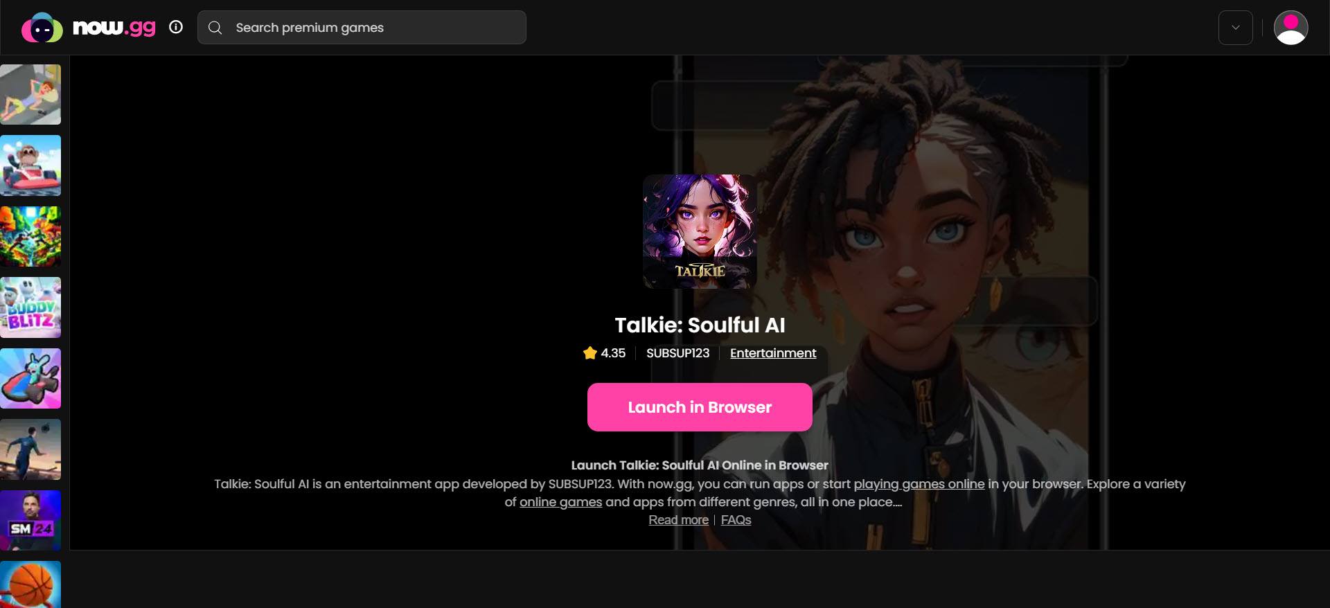 Talkie: Soulful AI on now.gg