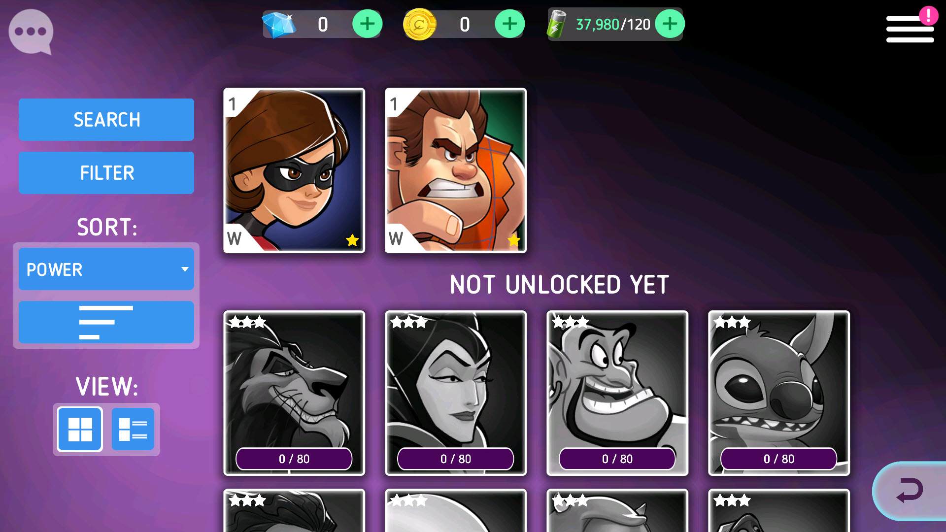Top Characters in Disney Heroes